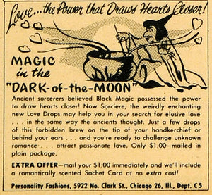 1949 Ad Love Drops Dark-of-the-Moon Potion Sachet Scented Personality RO3