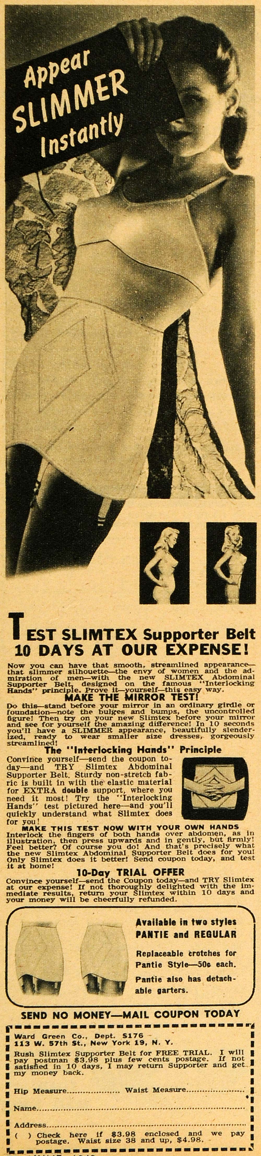 1949 Ad Slimtex Girdle Garter Belt Supporter Underwear Women Interlock Period Paper Historic Art LLC 1949 Ad Slimtex Girdle Garter Belt Supporter Underwear Women Interlock Period Paper Historic Art LLC