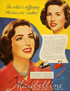 1949 Ad Maybelline Cosmetics Eye Make Up Mascara Eyebrow Pencil Eye Shadow RO3