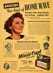 1949 Ad Hair Waving Product Marlene Minit Curl Capsules Solution Home RO3