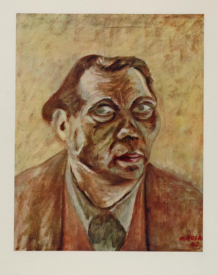 1947 Ottone Rosai Autoritratto Self Portrait Print - ORIGINAL ROSAI