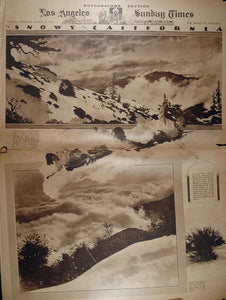 1927 Snow Winter Mount Wilson Los Angeles Rotogravure - ORIGINAL RTO1