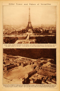 1922 Rotogravure Tour Eiffel Tower Paris Cityscape Louis XIV Versailles Palace