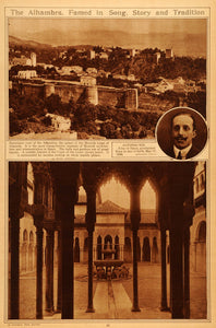 1922 Rotogravure Alhambra Granada Spain Alfonso XIII King Moorish Architecture