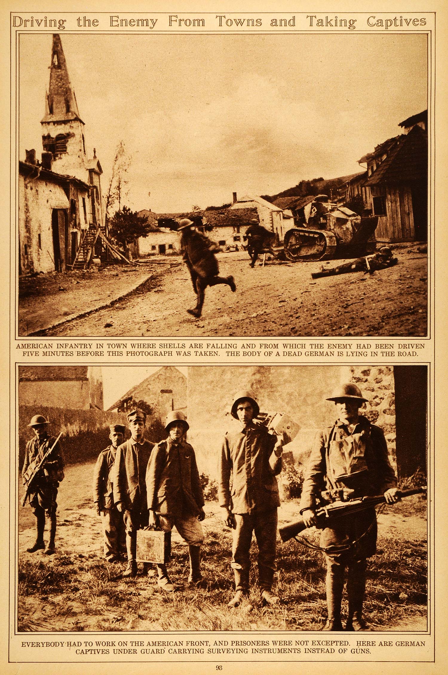 1922 Rotogravure World War I American Infantry German Prisoners POW Military WWI