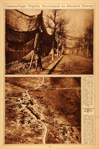1922 Rotogravure WWI Village Cunel France Bird's Eye Aerial View Destruction War