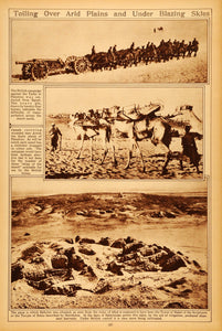 1922 Rotogravure WWI British Campaign Palestine Desert Camels Middle East Ruins