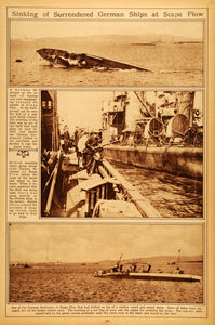 1922 Rotogravure World War I Scapa Flow German Destroyers Naval Warfare Wartime