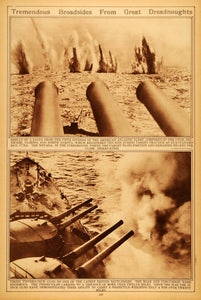 1922 Rotogravure World War I Dreadnought USS Nevada Battleship Artillery Guns