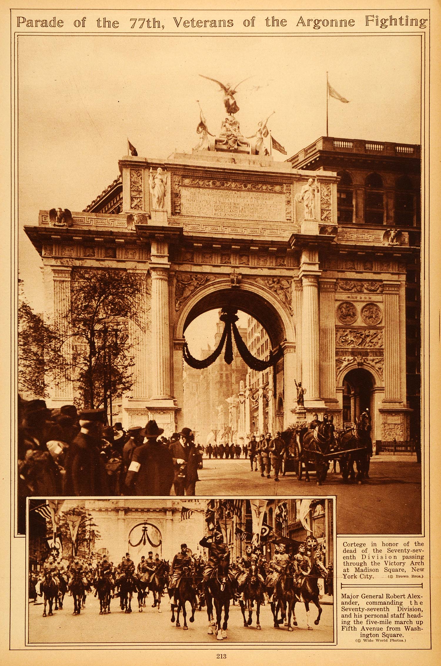 1922 Rotogravure WWI 77th Division Victory Arch Madison Square New York City