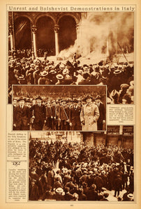 1922 Rotogravure Bolshevik Demonstrations Italy Milan Mob Fascisti Rome Italian