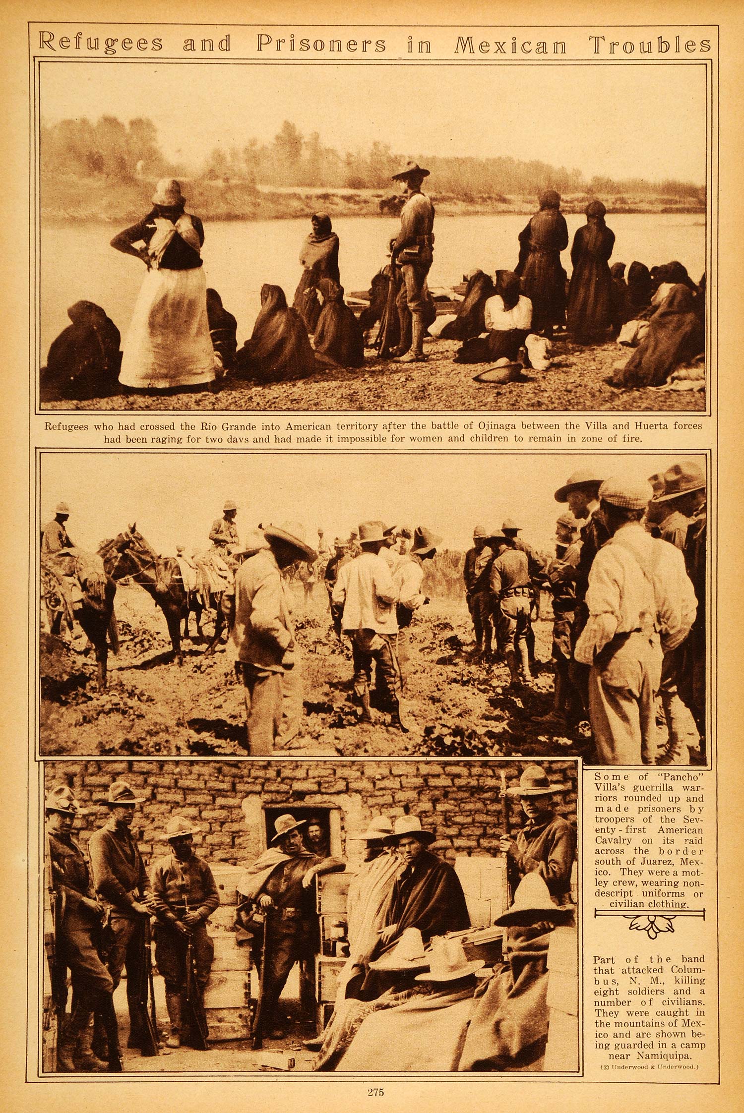 1922 Rotogravure Mexican Refugees Battle Ojinaga Pancho Villa Revolution Mexico