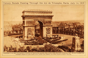 1922 Rotogravure Arc de Triomphe Paris France Parade Bastille Day Pershing Foch