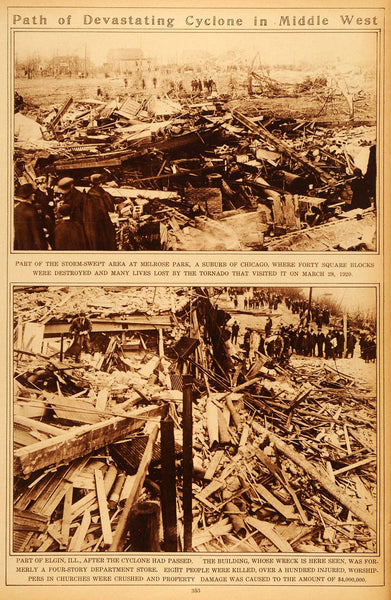 1922 Rotogravure Tornado 1920 Natural Disaster Melrose Park