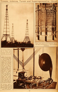 1922 Rotogravure Radio Tower Antenna Broadcasting Arlington Virginia Historic