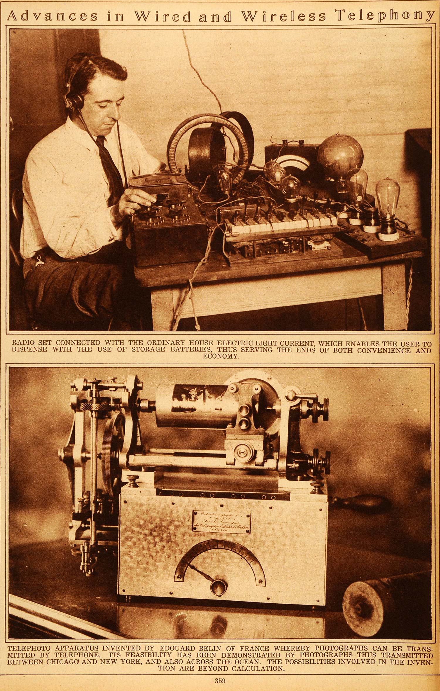1922 Rotogravure Radio Set Wireless Telephoto Apparatus Edouard Belin Historic