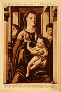 1922 Rotogravure Piero Pollaiuolo Virgin Mary Madonna Child Angels Renaissance