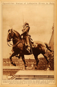 1922 Rotogravure General Lafayette Statue Horse Metz France Paul Bartlett Art