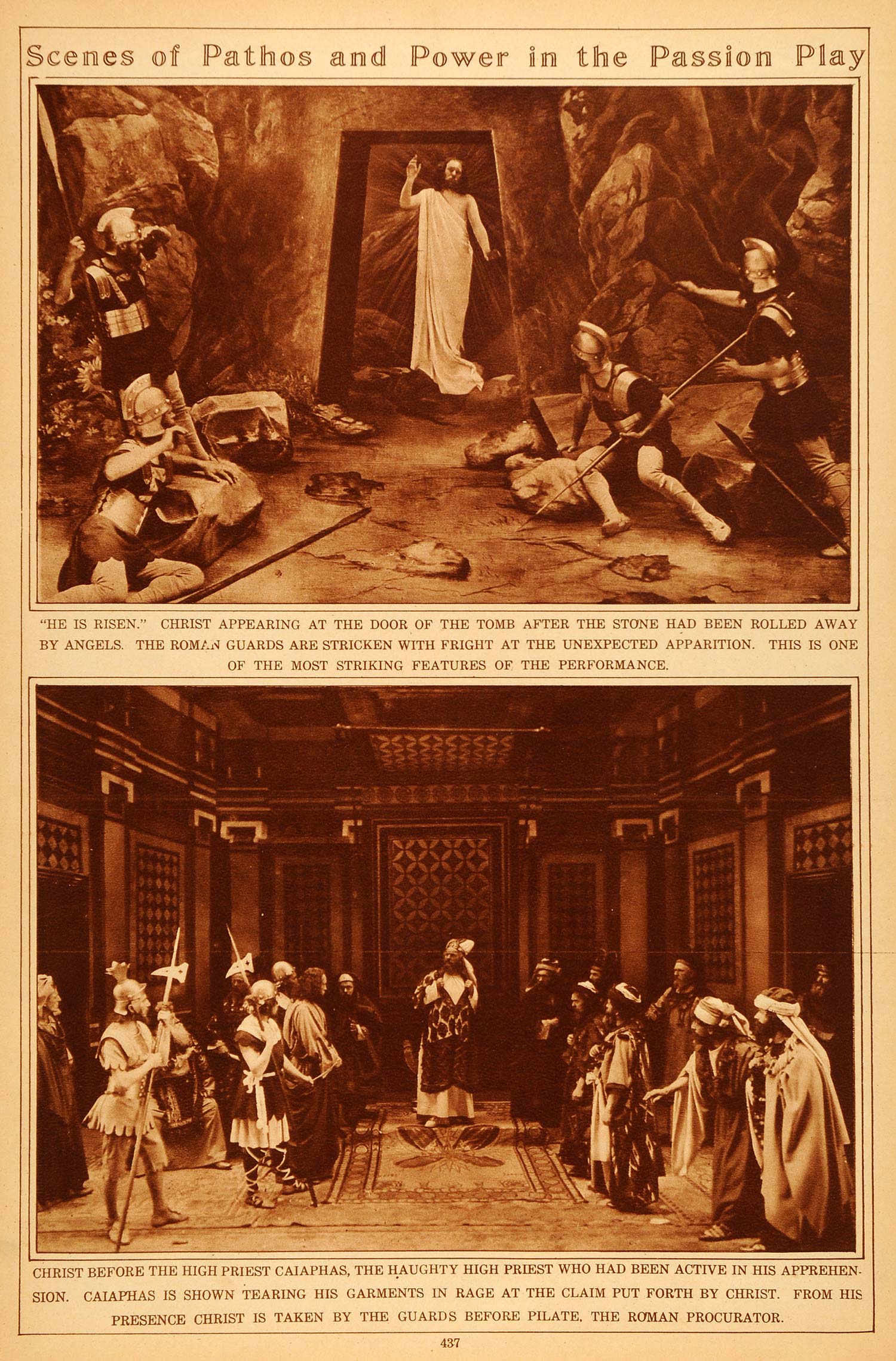 1922 Rotogravure Oberammergau Passion Play Stage Caiaphas Jesus Christ Religious