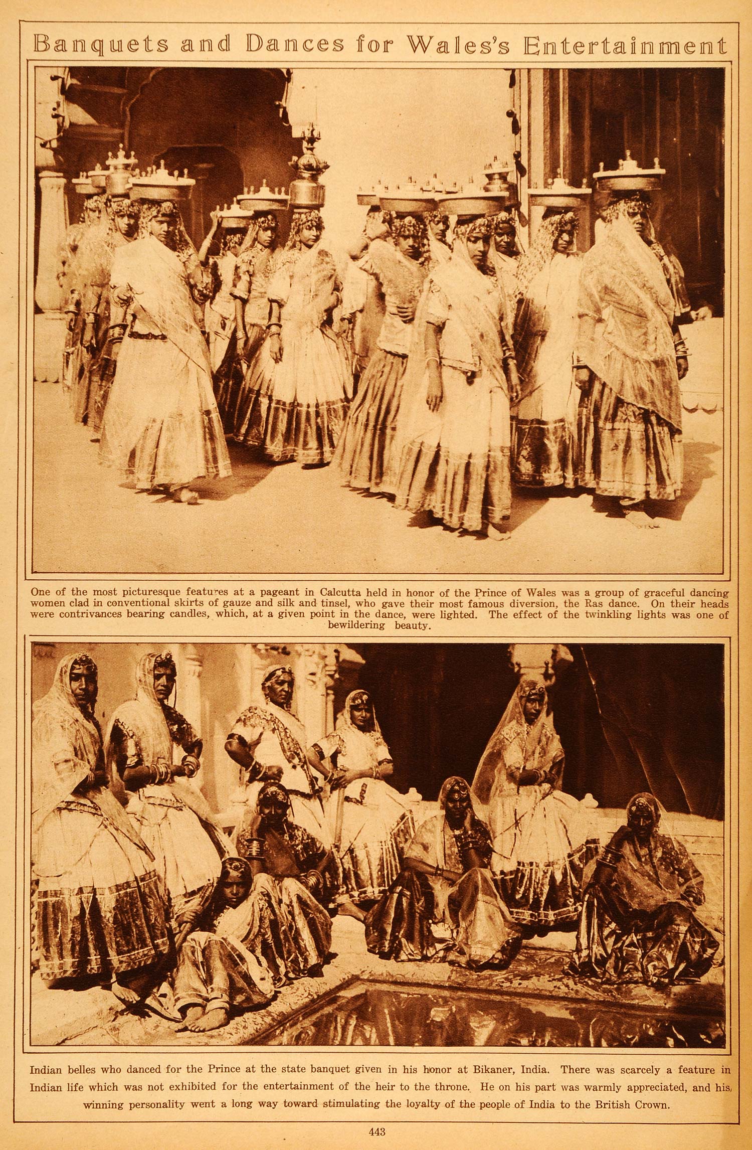 1922 Rotogravure Calcutta Bikaner India Prince of Wales Royal Visit Ras Dancers