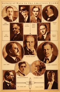 1922 Rotogravure Actors John Barrymore William Gillette Holbrook Bilnn John Drew