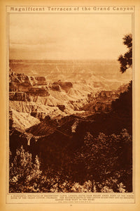 1922 Rotogravure Grand Canyon Cliffs Colorado National Park Arizona Bright Angel