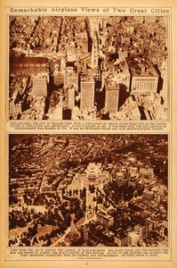 1922 Rotogravure Philadelphia Boston Cityscape Bird's Eye Aerial View Historic