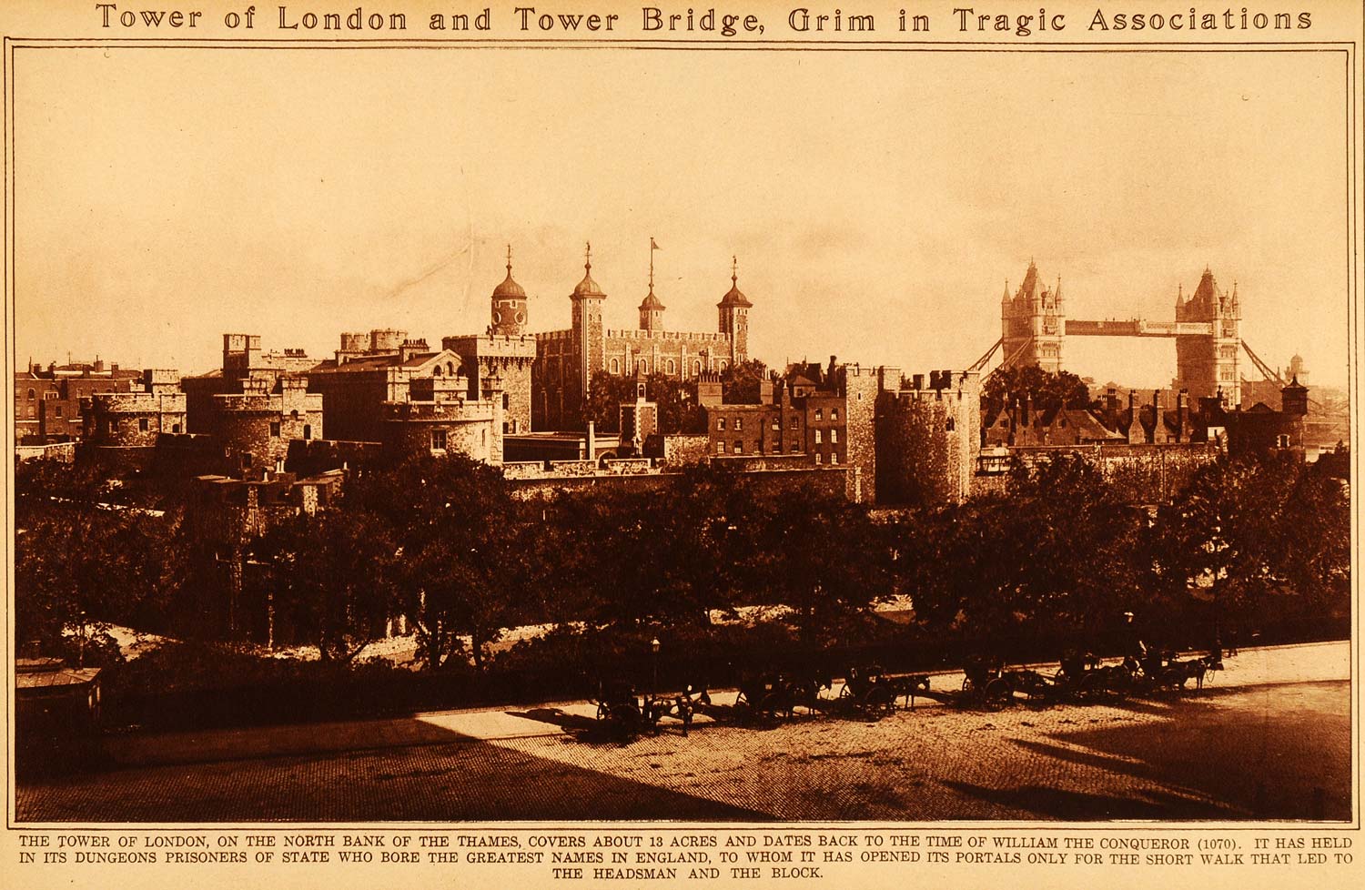 1922 Rotogravure Tower London Bridge Thames River William Conqueror England