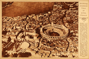 1922 Rotogravure Arles France Arena Roman Amphitheatre Bird's Eye Aerial View