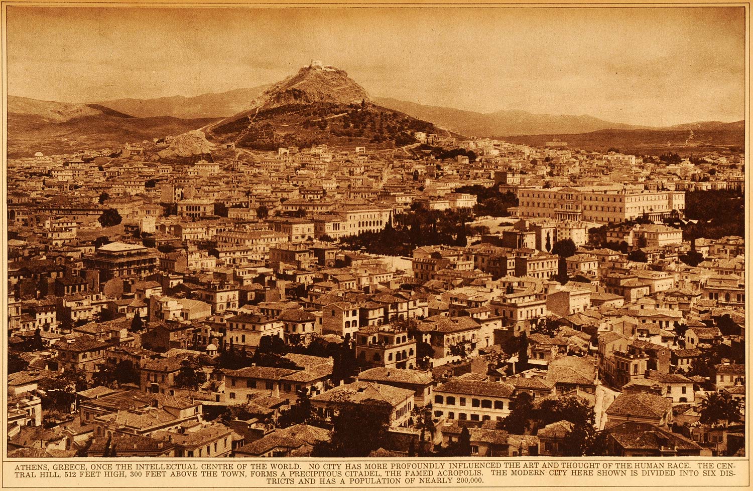 1922 Rotogravure Athens Greece Acropolis Cityscape Architecture Greeks Ancient