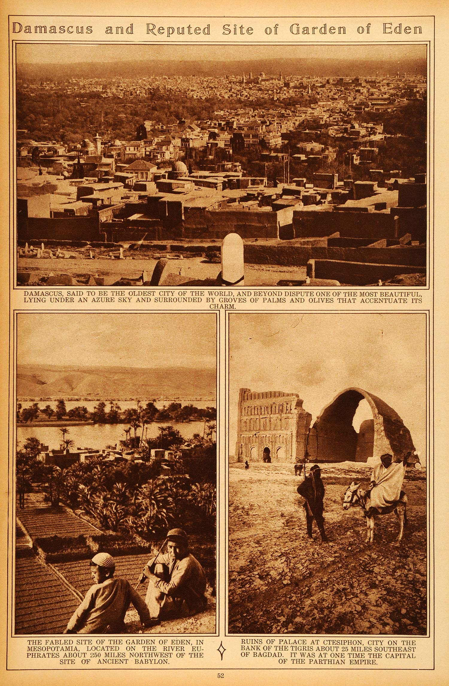 1922 Rotogravure Damascus Syria Mesopotamia Cityscape Euphrates Historic Image
