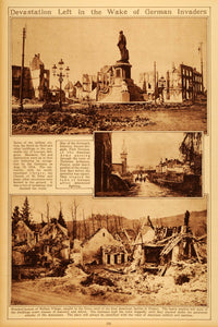 1922 Rotogravure World War I Ruins Louvain Belgium Ardennes Belleau Historic WWI