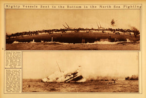 1922 Rotogravure  World War I Bluecher German Battleship North Sea Naval Warfare