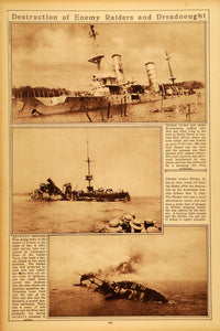 1922 Rotogravure WWI Ship Sinkings German Cruiser Koenigsberg Emden Historic