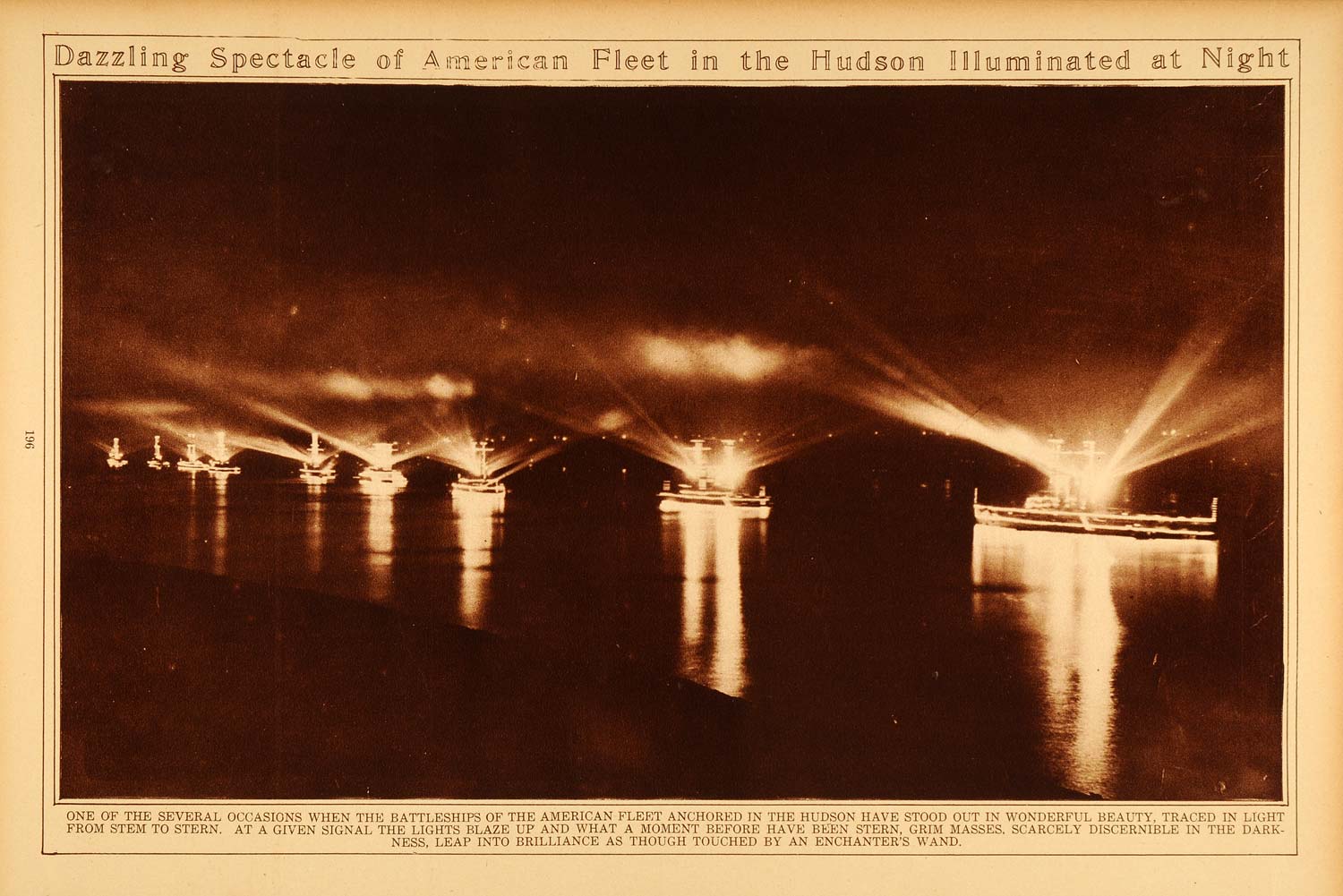 1922 Rotogravure World War I American Fleet Battleships Hudson River Historic