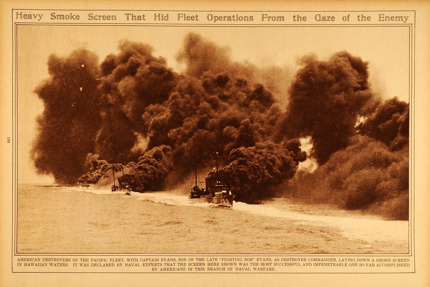 1922 Rotogravure World War I American Pacific Fleet Smoke Screen Hawaii Historic
