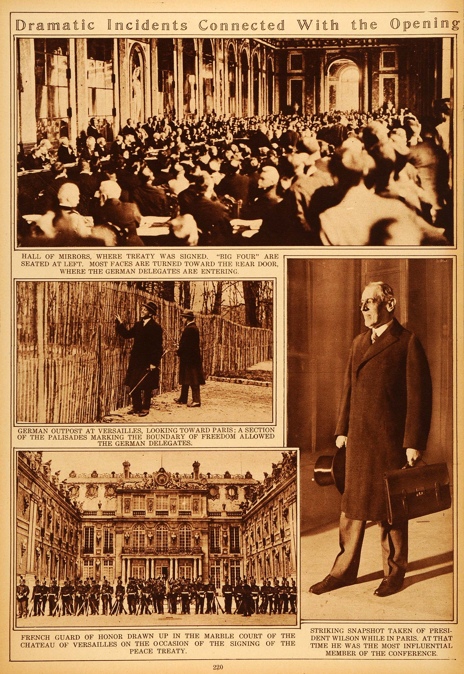 1922 Rotogravure WWI Treaty of Versailles Hall of Mirrors Paris Woodrow Wilson