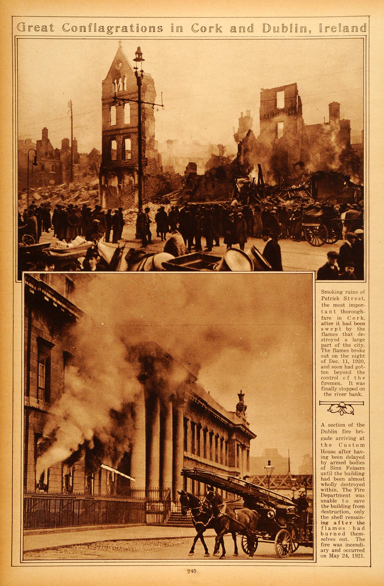 1922 Rotogravure Burning of Cork Dublin Fire Sinn Fein Irish War of Independence