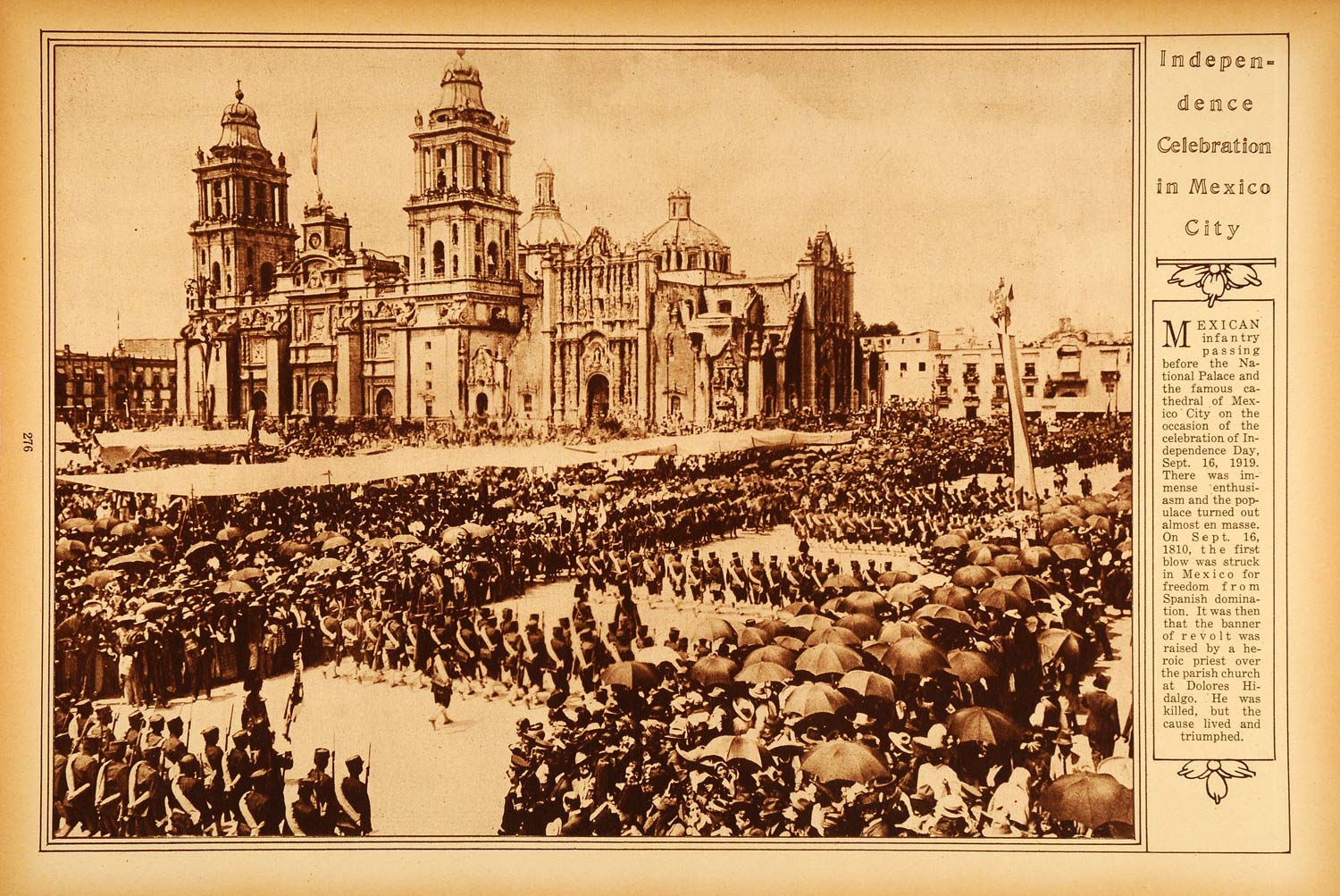 1922 Rotogravure Independence Day Mexico City Zocalo Square Cathedral Sept 16