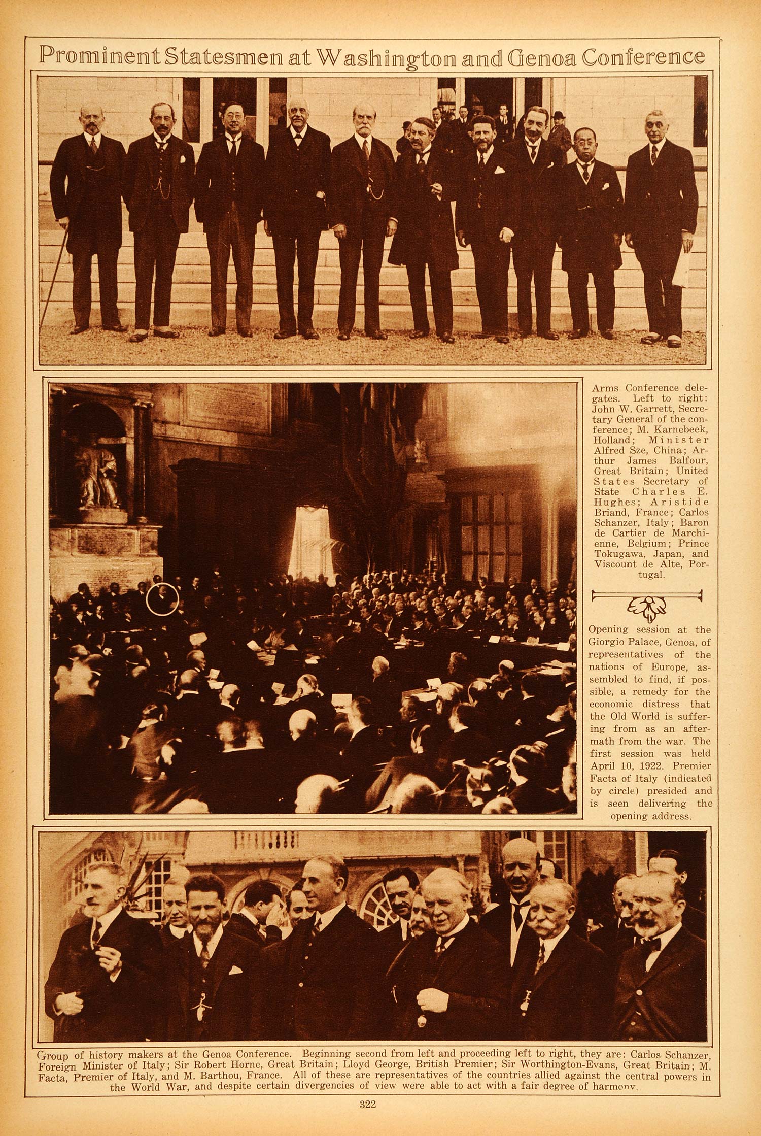 1922 Rotogravure Washington D.C. Genoa Arms Conference Delegates World Leaders