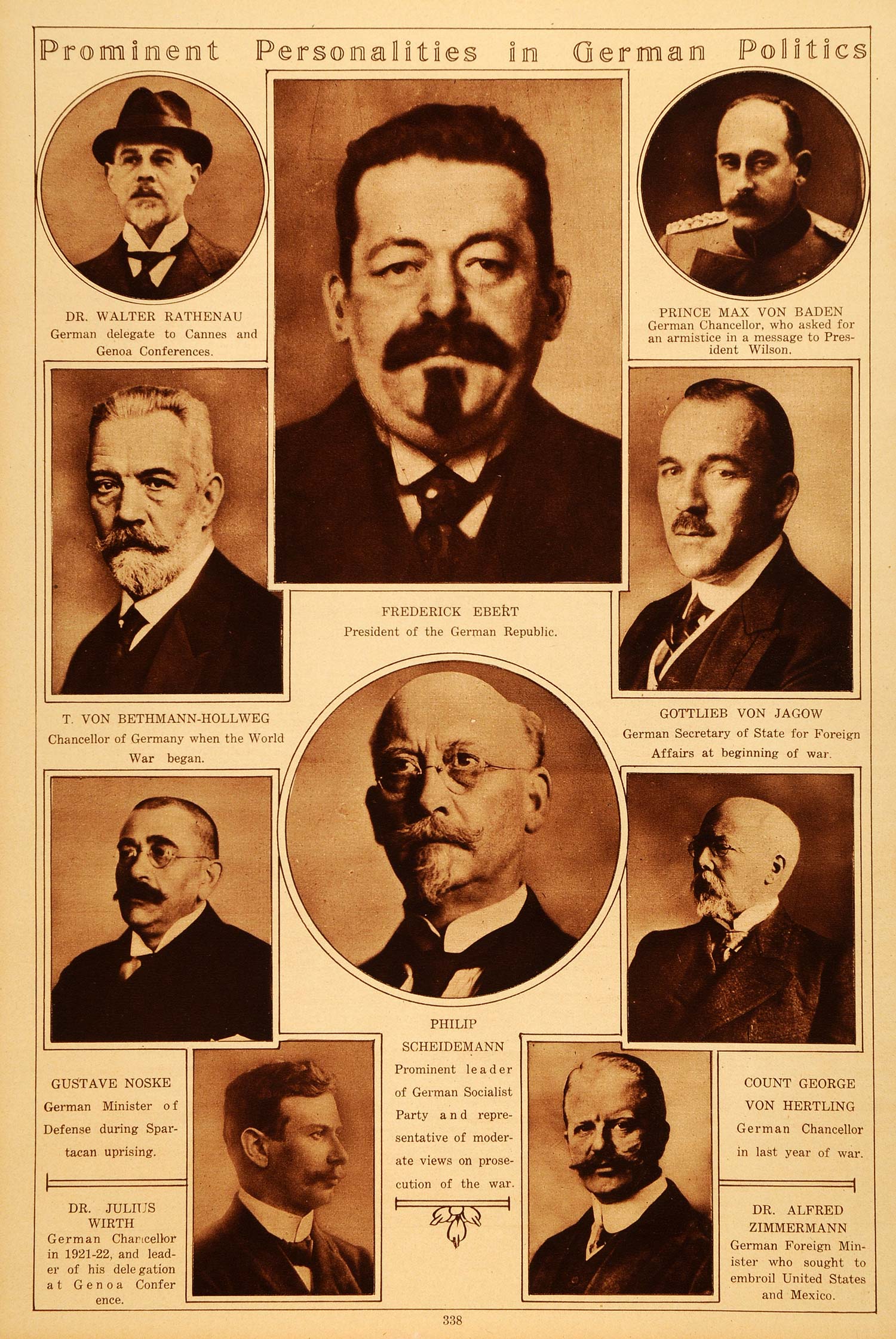 1922 Rotogravure German Politics Portraits Frederick Ebert Philip Scheidemann