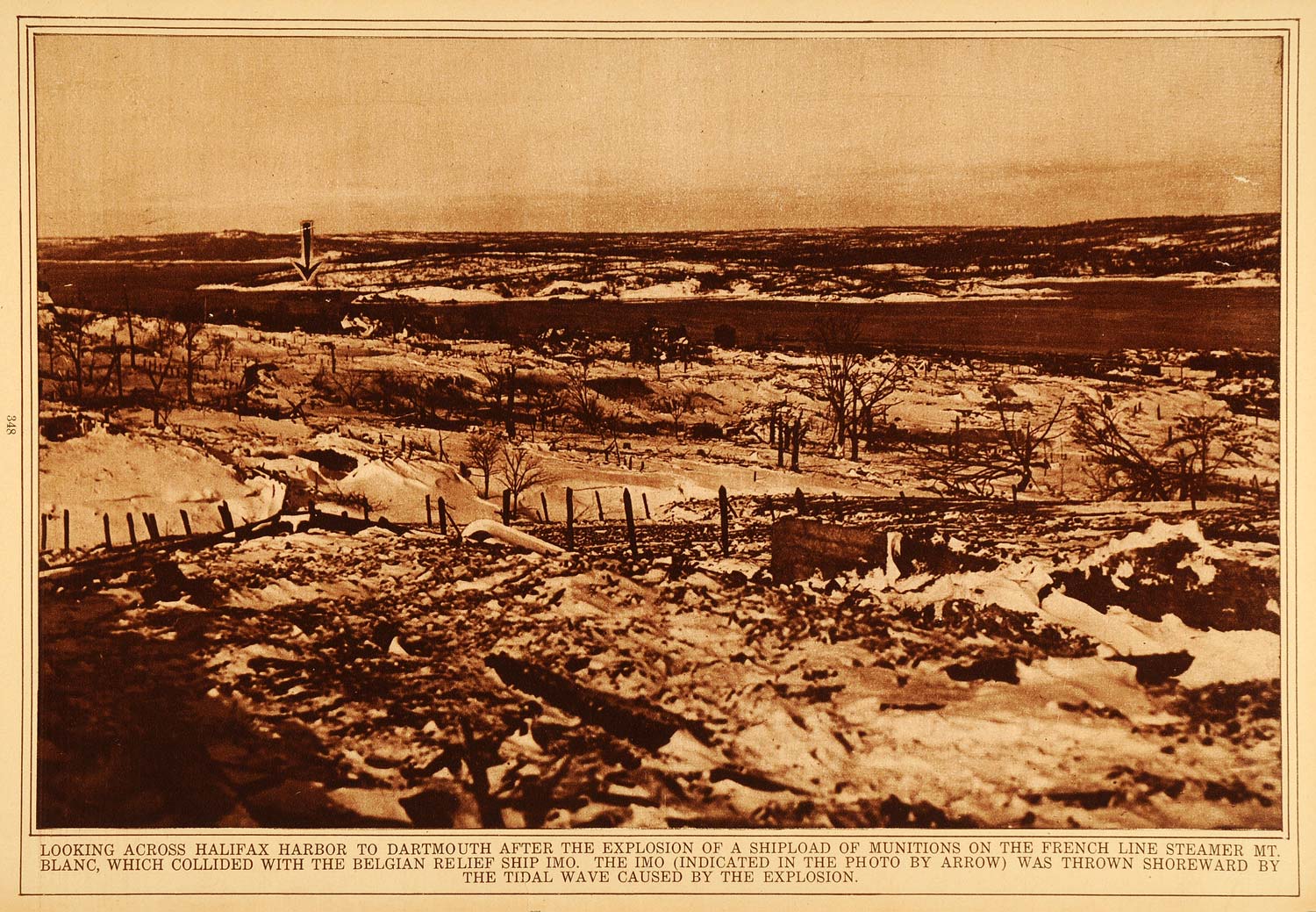 1922 Rotogravure Halifax Harbor Dartmouth French Line Steamer Mt Blanc DIsaster