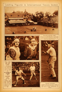 1922 Rotogravure Tennis Game Players Mallory-Lenglen Bill Tilden Wimbledon Match