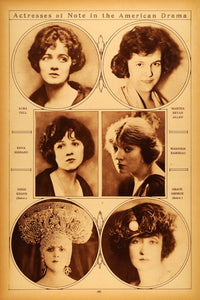 1922 Rotogravure Stage Actress Alma Tell Marjorie Rambeau Edna Hibbard Portrait