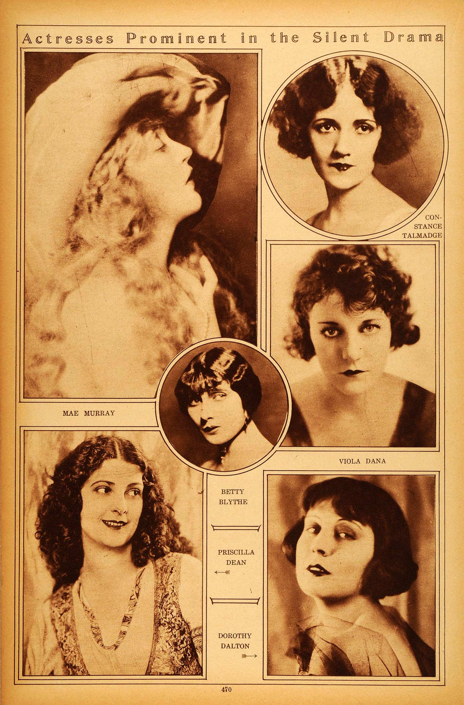 1922 Rotogravure Silent Film Stars Mae Murray Betty Blythe Constance Talmadge