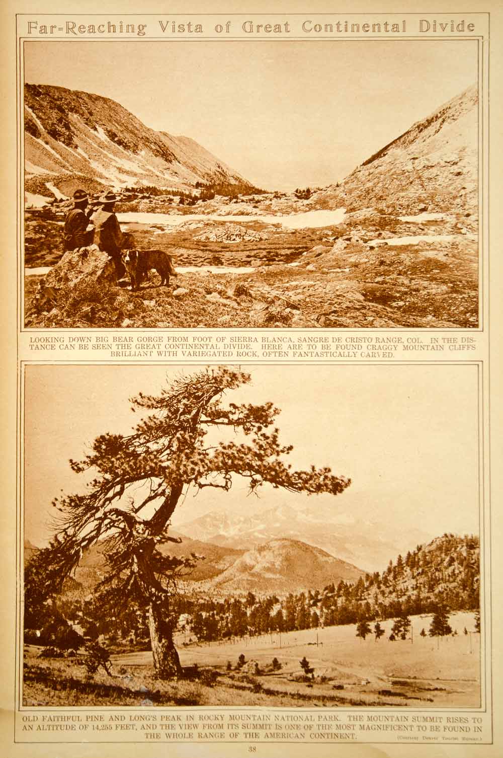 1923 Rotogravure Great Continental Divide Landscape Rocky Mountain National Park