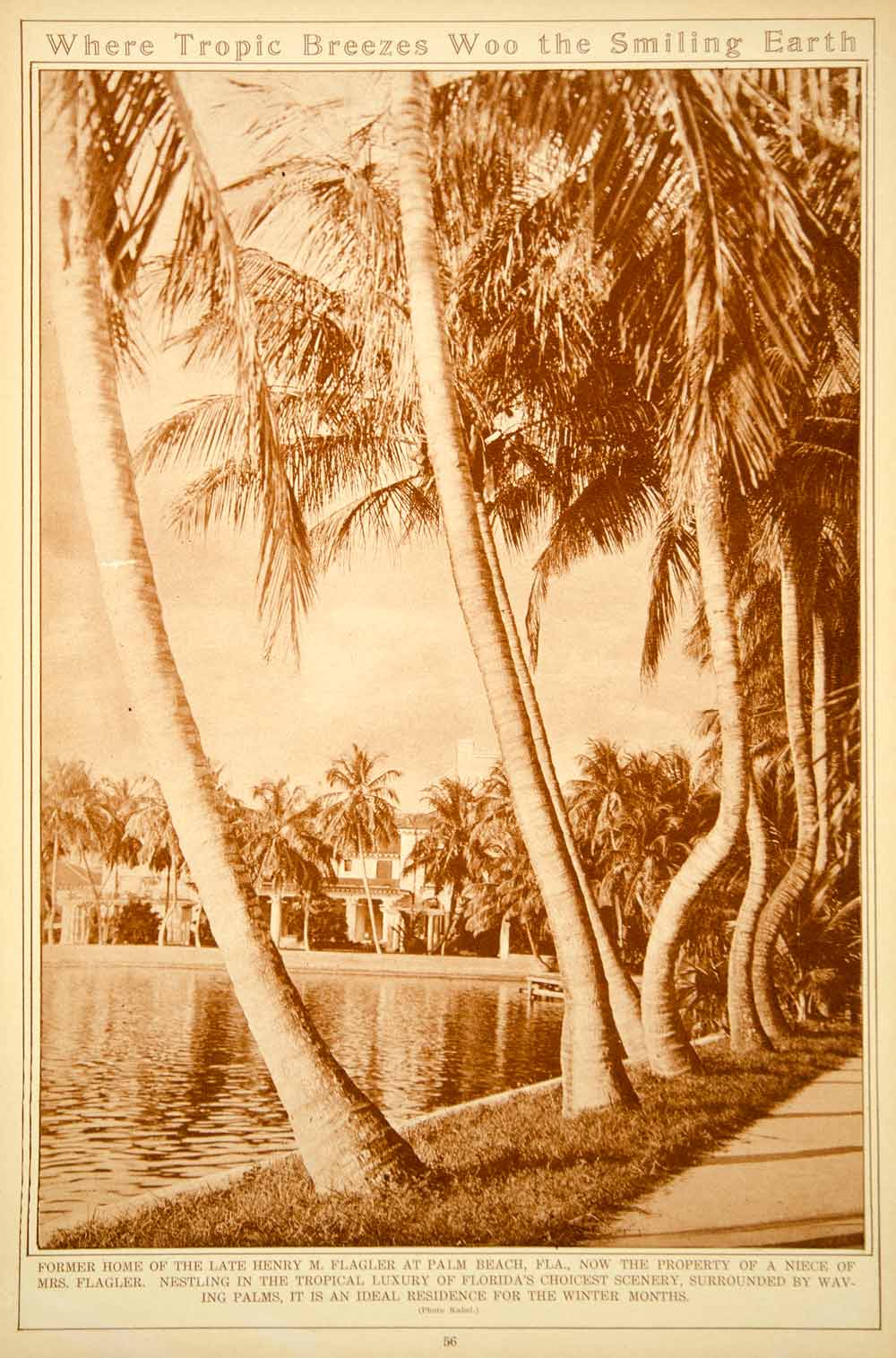 1923 Rotogravure Henry M. Flagler Museum Mansion Estate Palm Beach Florida Home