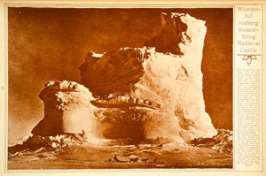 1923 Rotogravure Antarctic Iceberg Formation Ice Mountain Landscape Unusual