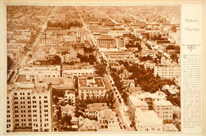 1923 Rotogravure Miami Florida Cityscape Aerial Bird's Eye View Historic Image