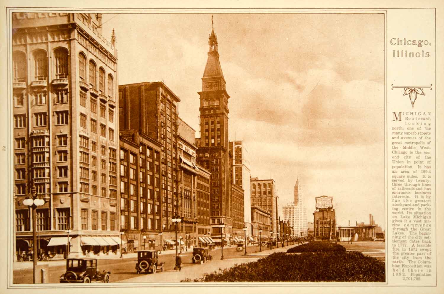 1923 Rotogravure Chicago Michigan Avenue Boulevard Magnificent Mile Historic